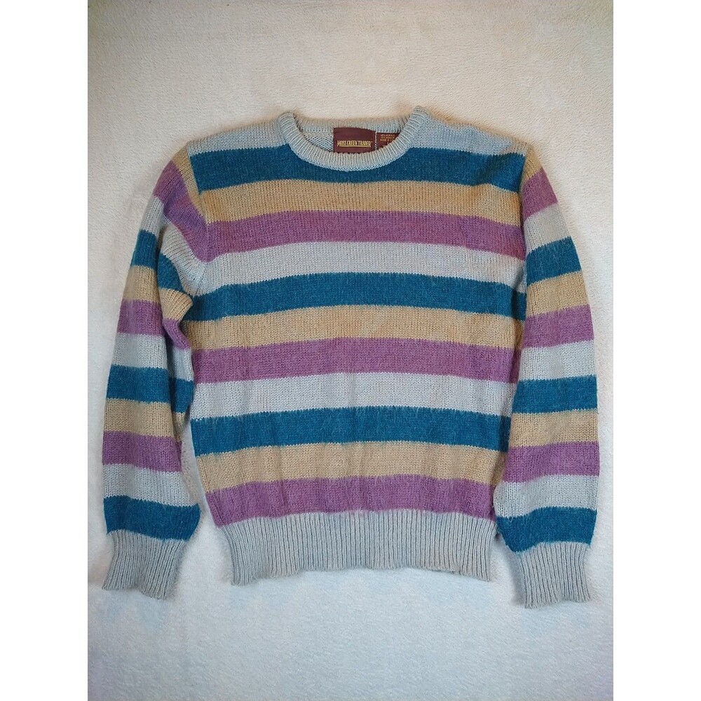 Vintage Moss Creek Trader Mohair Acrylic Size Large 90s Striped Color Block